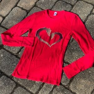 OTOMIX THERMAL HEART PRINT LONG SLEEVE SHIRT, SIZE MEDIUM